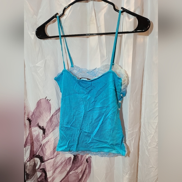 Blue white stripe lace and sequin tank size L by deep Los Angeles - Picture 4 of 4